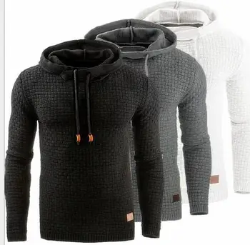 2018 Jeseni in Pozimi nove Evropske in Ameriške moške jacquardske dolgimi rokavi pulover s kapuco