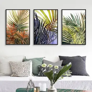 2019 Nordijska Platno Slikarstvo Zelenih Listov Minimalističen Tropskih Rastlin Palmovi Listi, Plakat, Stenske Slike za Dnevna Soba Dekoracijo Doma