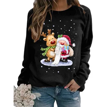 #2020 Moda Božič ženski Puloverji Božič Tiskanja Dolgo sleeved Puloverji Priložnostne Vrh Svoboden Puloverji Pulover Ženske свитер