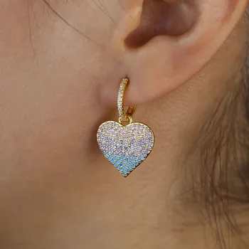2020 moda opals z barvnim AAA cirkonij srca uhani pogodbeno joker dolgo Ženske Spusti uhani visijo Nakit 18*15 mm