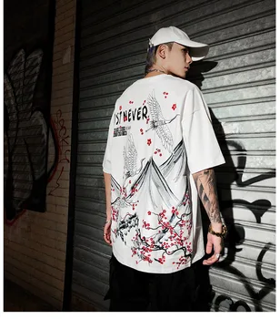 2020 nov poletni prosti čas Kitajskem Slogu Žerjav kratkimi rokavi moški izgubijo pol rokav hip hop ins ljubitelji' T-shirt modne blagovne znamke