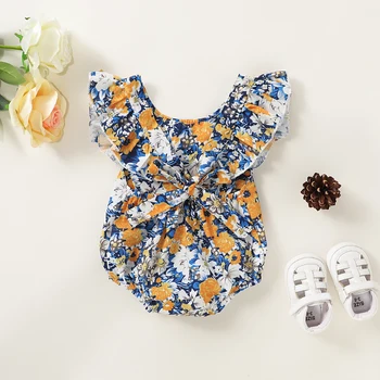 2020 Novega Otroka Poletje Bombaž Oblačila Baby Dekleta Sestra Ujemanje Oblačila Romper Obleke Jumpsuit Cvetlični Obleko Set