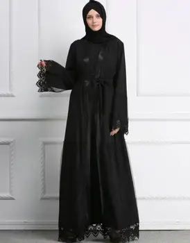 2020 Odraslih Priložnostne čipke očesa Haljo Musulmane turški Dubaj Moda Abaya Muslimansko Obleko Oblačilih, Arabski Častili Storitev Wj1884