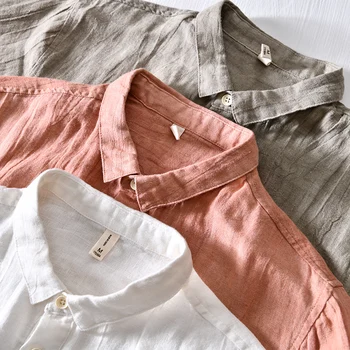 2020 Poletje nov prihod priložnostne kratka sleeved čisto perilo majica moški modni blagovne znamke srajce za moške trdna udobno shirt mens vrhovi