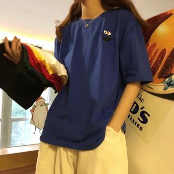 2020 Poletje Priložnostne Tee Shirt Femme korejskem Slogu Ulzzang Harajuku Risanka Kratek Sleeve majica s kratkimi rokavi Ženske Bele Tshirt Ženske Oblačila