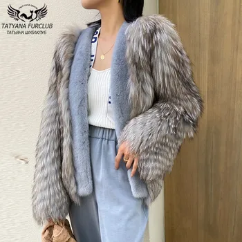 2020 Pozimi Novih Naravnih Fur Coats Za Ženske Pravi Silver Fox Preplete Cele Kože, Kuna Zlatica Krznena Jakna Ženska Kratka Krzno Suknji Luksuznih