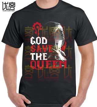2020 vrh oblikovalec t majica blagovne znamke black t shirt World Of Warcraft God Save The Queen Sylvanas Windrunner Majice