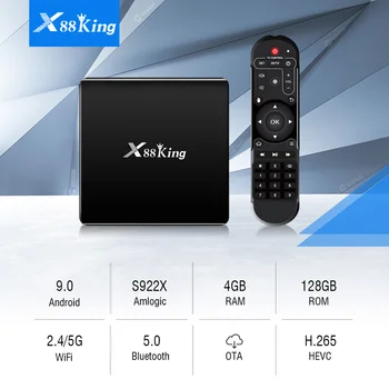 2020 X88 Kralj Amlogic S922X TV Box Android 9.0 4GB RAM 128GB Dvojno Wifi BT5.0 4K Google Play Store Youtube Set Top Box