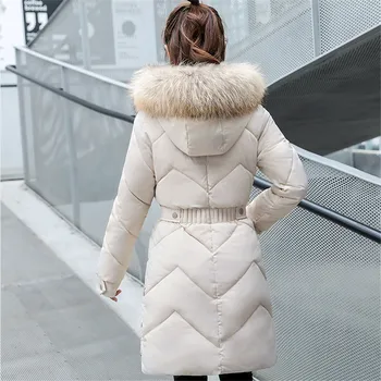 2020 Zimske Ženske Hooded Suknjič Dame Krzno Ovratnik Zgostitev Toplo Dolgo Jakna Ženska Plus Velikost 4XL Vrhnja oblačila Parka