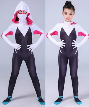2020The Novi Otroci, Dekleta, 3D Gwen Stacy Pajek Cosplay Kostum Superheroj Obleka, Obleka Jumpsuits