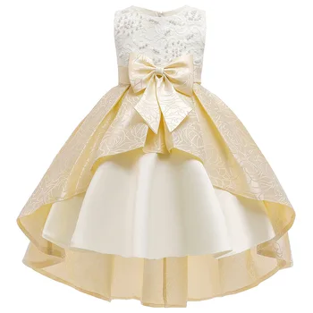 2021 Novo Dekle, Princesa Obleko Cvet Dekleta Poročno Obleko Lok Čipke Beaded Rep Obleko Otroci, Oblačila, Obleke Za Dekleta Vestidos