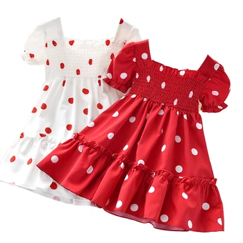 2021 Otroci Girls Moda Kratek Rokav Polka Dot Obleko Stilsko Princesa Obleko za Otroke Dojencek Dekliška