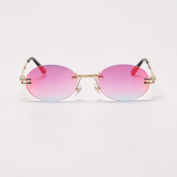 2021 Rimless Okrogla Sončna Očala Moški Ženske Ovalne Kovinski Okvir Za Očala Steampunk Retro Sončna Očala Ženske Luksuzni Očala Letnik