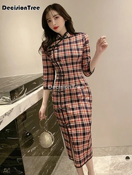 2021 seksi kitajski obleke kitajski qipao orientalski stil obleke saten kitajski slog sodobnega cheongsam obleko svileno obleko orientalski