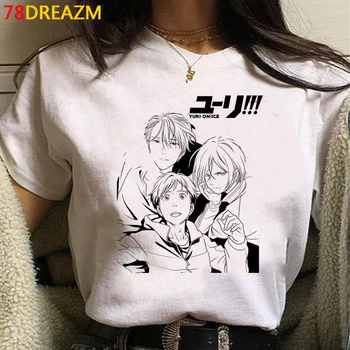 2021 Vroče Japonski Anime Jurij na Ledu Majica s kratkimi rokavi Moški BL Yaoi Smešno Risanka T-shirt Poletje Vrhovi Unisex T-shirt Manga Tshirt Moški