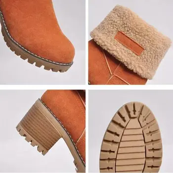 2021 ženske škornji zimo na prostem toplo krzno, obutev nepremočljiva ženske snow škornji debele pete z okroglo glavo, kratek boot