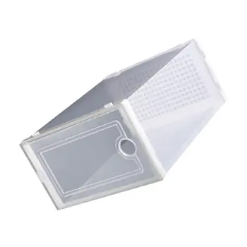 2PCS Plastične Čevlje Škatla za Shranjevanje Prozoren Predal Tip Čevlja Rack Čevelj Steno(Bela)