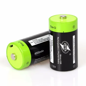 2PCS ZNTER 1,5 V 4000 mah akumulatorska baterija Micro USB je baterija D Lipo LR20 litij-polimer baterija + Micro USB Kabel za Polnjenje