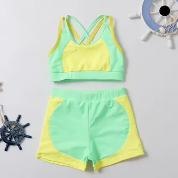 3 Kos Bikini Komplet Otroke, Plavanje Obleko Za Zaščito Pred Soncem Kopalke Dekle Kopalne Obleke Otrok Malčka Plaža Obrabe, Otroci Kopalke