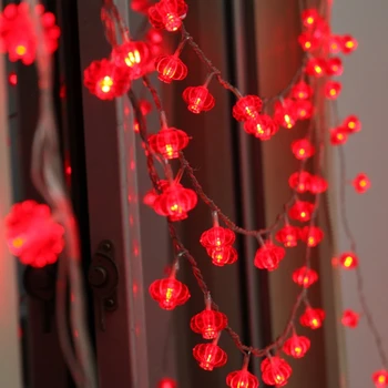 33 Čevljev 80 LED Rdeče Viseče Luči Niz Luči Kitajsko Novo Leto USB Upravlja