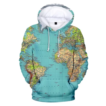 3D-Zemljevidu Sveta Hoodies Moški Ženske Jopice ZDA Rusija Svetovni Zemljevid Kapuco za Moške blagovne Znamke Design Fanta/Dekleta Pozimi Sportwear Skp Coats