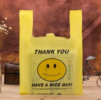 4 velikosti 50pcs Poceni Nasmeh obraz veleblagovnice, nakupovalna torba telovnik vrečko plastične vrečke z ročajem prigrizek boutique plastično vrečko
