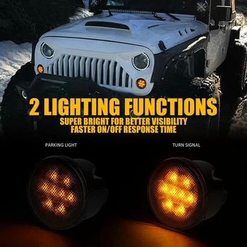 4Pcs LED Vključite Signal+ Strani Marker Fender Luči za Jeep Wrangler JK 2007-2017