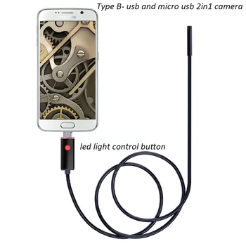 5.5 mm Objektiv 1M/2M Mehke Žice Android USB-Endoskop Kamero USB za pregledovanje Cevi Endoskop OTG USB Borescope Kamera Mini Kamera