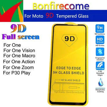 50Pcs\veliko 9D Ukrivljen Kaljeno Steklo Za Motorola MotoOne Vizijo Zoom Macro Dejanje Screen Protector Za Moto P30 Play Polno Film