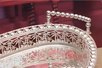 50x30cm doma oskrbe ovalne cut-out sadna sladica pladenj ploščo stojalo kovinsko kovinsko sadje košarice srebrno odlikovanje, ki služijo pladenj je FT031