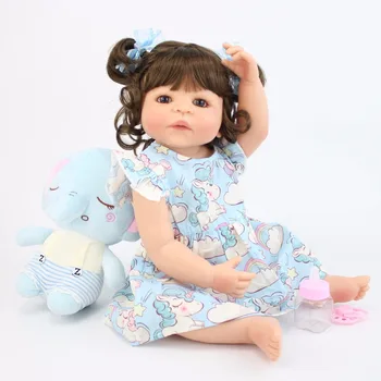 55 cm Polni Silikona Vinil Telo Prerojeni Baby Doll Igrača Za Dekle Bonecas Novorojenčka Princesa Dojenčki Bebe Kopanje Igrača Otroci Darilo za Rojstni dan