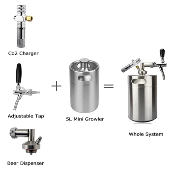 5L Mini Sodček Piva Doma Varjenja Piva Growler,iz Nerjavnega Jekla Premium Sodov Mini Kegerator Obrtnih Pivo Razpršilnik Uporabo 8g CO2 Kartuše