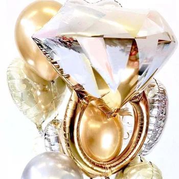 5pcs Flower Torta Baloni Rose zlata Diamantni prstan Helij Balon Srce Oblika Ljubezni Globos Poroko, Rojstni dan Dekoracijo Tuš