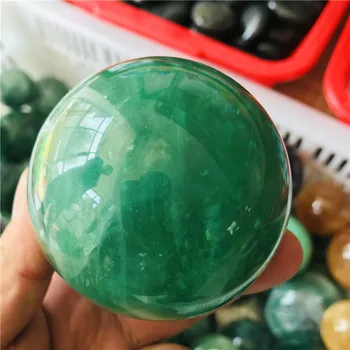 6 cm Naravno zeleno fluorite kristalno kroglo družino dekorativni žogo Halloween Božično darilo