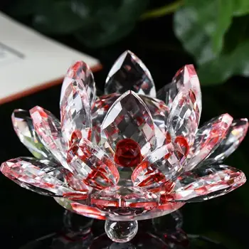 60mm Quartz Crystal Lotus Flower Obrti Stekleni obtežilnik za papir Fengshui Okraski Figurice Doma Poroka Stranka Dekor Darila, Spominki