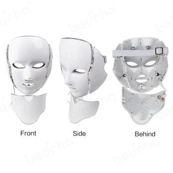 7 Barv Svetlobe LED Obrazno Masko Z Vratu Pomlajevanje Kože, Nego Obraza, Zdravljenje, Lepota, Anti Acne Zdravljenje Zob Instrument