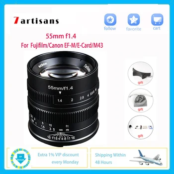 7artisans 55m f1.4 Objektiv za Sony E Canon EOS-M Fuji FX M4/3 Mikro SLR Profesionalni Foto Studio, Fotografsko, Video Vlog
