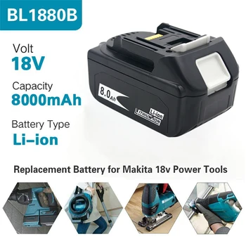 8000mAh BL1880B za Makita Baterija 18v BL1830 BL1840B BL1850 BL1850B BL1860 LXT-400 z LED Indikator polnjenja Polnjenje Zaščita