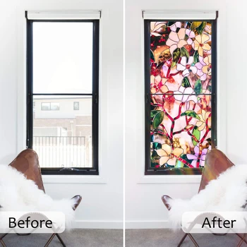 90*200 cm barva magnolija vzorec okno dekorativne folije ,samolepilne, v katerih so elektrostatično varstvo zasebnosti stekla nalepke,barvna