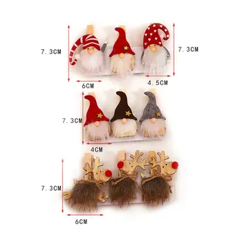 9pcs Božič švedski Gnome Elk Dekoracijo Lesenih Posnetke DIY Fotografski Papir, Oblačila, Dopisnica Objemke Obrti