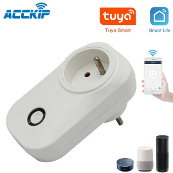 ACCKIP Prise Connectée WiFi 16A Mini Smart Plug Fonctionne preko Android iOS Alexa Google Home Plug Adapter z Energijo Monitor