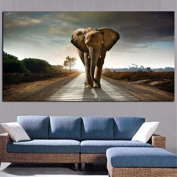 Afrika Slon, Živali, Pokrajina Oljna slika na Platnu Ljudski Umetnosti Plakatov, Tiskanje Abstraktna Umetnost Stenske Slike za Dnevna Soba Dekor