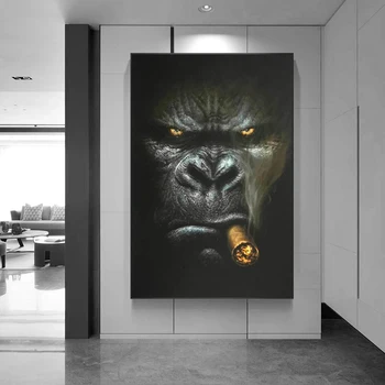 Akvarel Tatoo Gorilla Opica Portretno Slikarstvo Plakatov In Fotografij Smešno Živali Slike Na Wall Art Okras Za Prostor