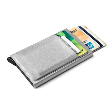 Aluminijasta Denarnica Z Elastično Lycra Nazaj Žep RFID Blokiranje Mini Metal Imetnik Kreditne Kartice Samodejno Pop Up Card Primeru Kovanec Torbici