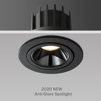 Anti-Glare LED Downlight 12W 7W Vgradne Krog LED Stropna Svetilka AC 220V 110V Zaprtih Black led spot svetlobna telesa
