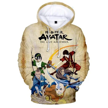 Avatar The Last Airbender Hoodie Anime Cosplay Kostum Sweatshirts Aang 3D Hoodies Plus Velikost Enotna Moški Ženske College Oblačila
