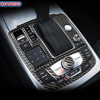 Avtomobilska dodatna Oprema ogljikovih vlaken Prestavi Plošča Shift Avto Nalepke Dekor Za Audi A6 A7 notranje trim 2011-2018 LHD RHD Avto Styling