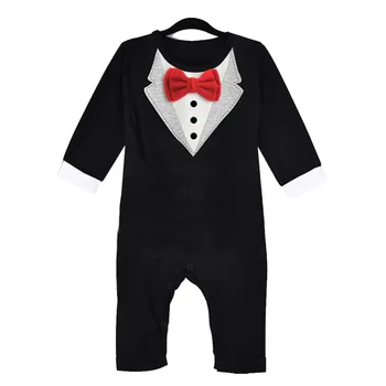 Baby Boy Malo Gospodje, igralne obleke Rdeče Lok Kravato Moda Kompleti Oblačil Trdna Bombaž Dojenčki Fant je Pomlad, Jesen