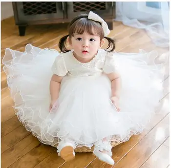 Baby Dekle Obleko Bele Tutu Obleke Za Novorojenega Otroka, Poroka, Krst Stranka Nositi Malčka Dekle 1 Leto, Rojstni Dan, Krst Frocks