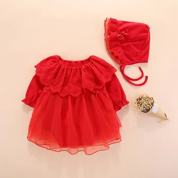 Baby Dekleta Obleke Novorojenčka Čipke Oblačila Sklop Jumpsuit+Klobuk Srčkan Dojenček Cirls Bodysuits Eno-kosov 0-12M